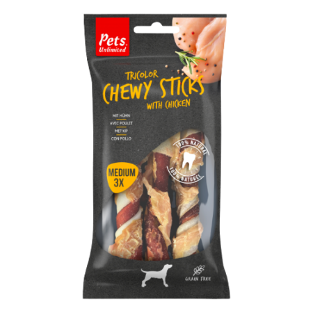 Pets Unlimited Tricolor Chewy Sticks with Chicken Product Image