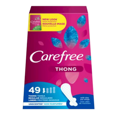 Carefree Thong Regular Panty Liners With Wings Unscented Product Image