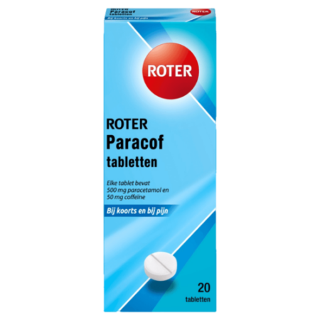 Roter Paracof Tabletten 500 MG Paracetamol & 50 MG Coffeïne Product Image